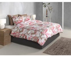 Zohome Dekbedovertrek Dario - Deken - Dekbed - Wit - 100% Katoen-Satijn - Bladeren - 200x220 + 2 slopen 60/70 cm