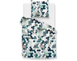 Zohome Dekbedovertrek Esagona - Green - Abstract - Dekbedovertrek 140x200/220 cm - 100% Microvezel - Eenpersoons Dekbedovertrek