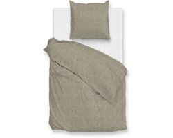 Zohome Dekbedovertrek Flanella di Lino - Khaki Beige - Tweepersoons - Dekbedhoes van 100% Katoen-Flanel - Uni - 200x220 + 2 slopen 60/70 cm