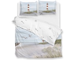 Zohome Dekbedovertrek Lighthouse - Bedlinnen met Strand print - 240x220 - Multi - Dekbedhoes van 100% Katoen