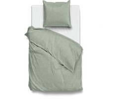Zohome Dekbedovertrek Lino - Effen Bedlinnen - 140x220 - Groen - Dekbedhoes van 100% Katoen