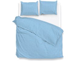 Zohome Dekbedovertrek Lino - Effen Bedlinnen - 200x220 - Blauw - Dekbedhoes van 100% Katoen