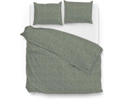 Zohome Dekbedovertrek Lino - Effen Bedlinnen - 260x220 - Groen - Dekbedhoes van 100% Katoen