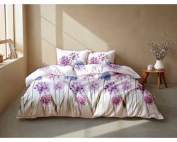 Zohome Dekbedovertrek Noemi - Multi - Lits-jumeaux - Dekbedhoes van 100% Katoen - Bloemen - 260x220 + 2 slopen 60/70 cm - AW25