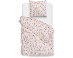 Zohome Dekbedovertrek Paco - Deken - Dekbed - Roze - 100% Katoen - Bladeren - 140x220 + 1 sloop 60/70 cm