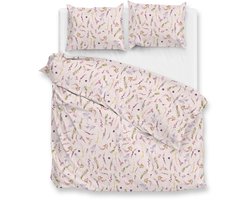 Zohome Dekbedovertrek Paco - Deken - Dekbed - Roze - 100% Katoen - Bladeren - 200x220 + 2 slopen 60/70 cm