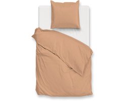 Zohome Dekbedovertrek Percalle - Effen Bedlinnen - 140x220 - Beige - Dekbedhoes van 100% Katoen-Perkal