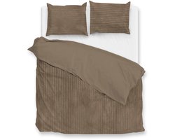 Zohome Dekbedovertrek Pile di Ribcord - 100% Microvezel Dekbedovertrek - 240x200-220 cm - Real Taupe - Dekbedovertrek set met 2 kussenslopen