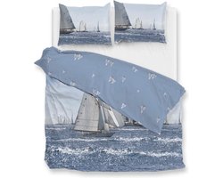 Zohome Dekbedovertrek Regatta - Bedlinnen met Zee print - 200x220 - Blauw - Dekbedhoes van 100% Katoen