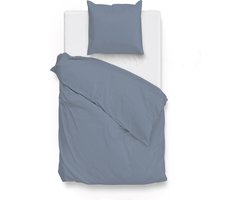 Zohome Dekbedovertrek Satinado - Effen Bedlinnen - 140x220 - Blauw - Dekbedhoes van 100% Katoen-Satijn