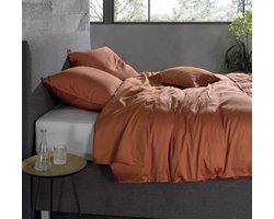 Zohome Dekbedovertrek Satinado - Effen Bedlinnen - 140x220 - Oranje - Dekbedhoes van 100% Katoen-Satijn