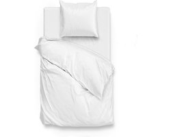 Zohome Dekbedovertrek Satinado - Effen Bedlinnen - 140x220 - Wit - Dekbedhoes van 100% Katoen-Satijn