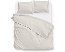 Zohome Dekbedovertrek Satinado - Effen Bedlinnen - 200x220 - Off-White - Dekbedhoes van 100% Katoen-Satijn
