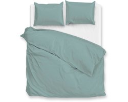 Zohome Dekbedovertrek Satinado - Groen - Tweepersoons - Dekbedhoes van 100% Katoen-Satijn - Uni - 200x220 + 2 slopen 60/70 cm