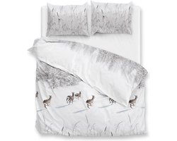 Zohome Dekbedovertrek Snowy - Bedlinnen met Natuur print - 200x220 - Wit - Dekbedhoes van 100% Katoen-Flanel