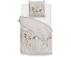 Zohome Dekbedovertrek Terassaco - Bedlinnen met Takken print - 140x220 - Beige - Dekbedhoes van 100% Katoen