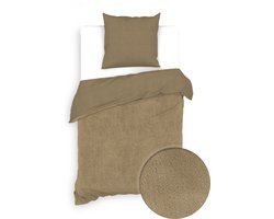 Zohome Dekbedovertrek Velluto - Effen Bedlinnen - 140x220 - Goud - Dekbedhoes van Polyester / Katoen