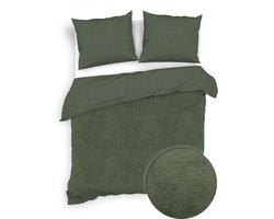 Zohome Dekbedovertrek Velluto - Effen Bedlinnen - 240x220 - Groen - Dekbedhoes van Polyester / Katoen