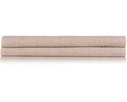 Zohome Hoeslaken Lino-topper - Onderlaken voor tweepersoonsbed - 180x200 - 100% Katoen - Beige