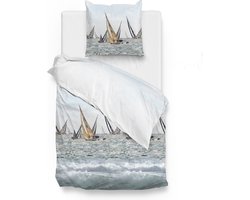 Zohome Kacie Dekbedovertrek - Eenpersoons - Katoensatijn - 140x200-220cm - Blauw