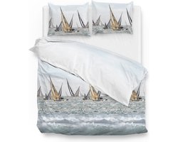 Zohome Kacie Dekbedovertrek - Lits-jumeaux - Katoensatijn - 240x200-220cm - Blauw