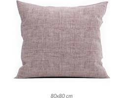 Zohome Kussensloop Lino - Kussenhoes van 80x80 cm - 1 stuk - 100% Katoen - Paars