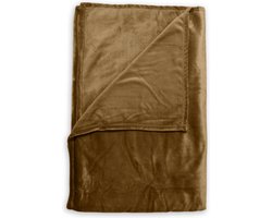 Zohome Plaid Cara - Warme deken voor op de bank - Zacht - 140x200 cm - Bruin