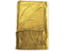 Zohome Plaid Cara - Warme deken voor op de bank - Zacht - 140x200 cm - Goud