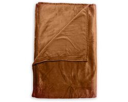 Zohome Plaid Cara - Warme deken voor op de bank - Zacht - 140x200 cm - Oranje