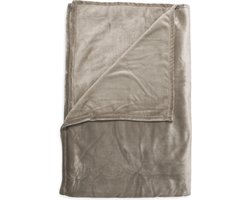 Zohome Plaid Cara - Warme deken voor op de bank - Zacht - 140x200 - Taupe