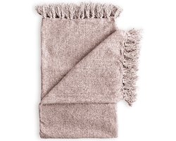 Zohome Plaid Ciniglia - Warme deken voor op de bank - Zacht - 140x200 cm - Roze