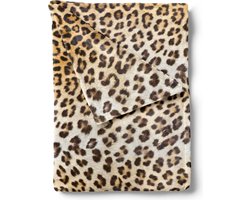 Zohome Plaid Leopard - Warme deken voor op de bank - Zacht - 140x200 cm - Bruin