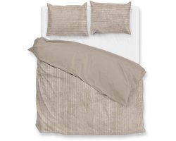 Zohome Teddy Rib Fleece Dekbedovertrek Pile di Ribcord – 200x200-220 cm - Tweepersoons Dekbedovertrek - Forest Sand