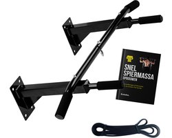 Zoluko Professionele Pull Up Bar Wandmontage - Incl. Weerstandsband Medium en E-book - 150kg Draagkracht - Eenvoudige Bevestiging - Optrekstang Fitness - Pull Up Station voor Thuis Sporten - Chin Up Bar - Zwart