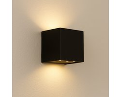 ZOLUNA Solar Wandlamp Marga Vierkant - 12 Branduren - Aluminium - Zomer & Winter functie - Warm Wit - IP54 - Krachtig - Premium Kwaliteit