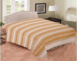 Zomer laken - Dun laken - Geel/Creme/Taupe - gestreept - Duurzaam katoen/polyester - sprei - 220x210