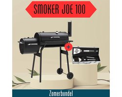 Zomerbundel Landmann Smoker Joe 100 Zwart - Met Gereedschapskoffer - Met thermometer - Met deksel - Met werkblad - Met wielen - Met bestek - Rookoven - Houtskool Barbecue - Charcoal grill - Amerikaanse look -