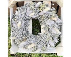 Zomerkrans | Decoratie landelijk Zomer | Beige / Groen / Grijs | ø 30 cm.