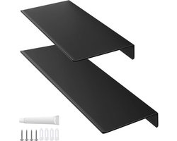 Zonder boren, 2 stuks, wandrek, metaal, zwart, aluminium, 40 cm / 30 cm lengte, doucheplank, zelfklevend, voor badkamer, woonkamer, keuken, slaapkamer, kantoor