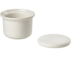 Zone Denmark Inu Badkamer Beker met Deksel - Toilet & Badkamer Accessoires voor Wattenschijfjes, Make-up of Sieraden - 9 x 6,5 cm - Offwhite
