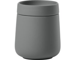 Zone Denmark Nova One Badkamer Beker met Deksel - Toilet & Badkamer Accessoires voor Wattenschijfjes, Make-up of Sieraden - 290 ml - 10,5 x 8,4 cm - Grijs