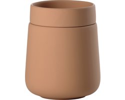 Zone Denmark Nova One Badkamer Beker met Deksel - Toilet & Badkamer Accessoires voor Wattenschijfjes, Make-up of Sieraden - 290 ml - 10,5 x 8,4 cm - Mandarine