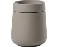 Zone Denmark Nova One Badkamer Beker met Deksel - Toilet & Badkamer Accessoires voor Wattenschijfjes, Make-up of Sieraden - 290 ml - 10,5 x 8,4 cm - Taupe