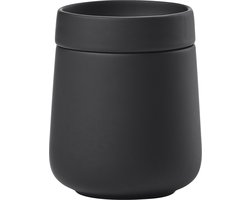 Zone Denmark Nova One Badkamer Beker met Deksel - Toilet & Badkamer Accessoires voor Wattenschijfjes, Make-up of Sieraden - 290 ml - 10,5 x 8,4 cm - Zwart