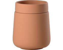 Zone Denmark Nova One opbergdoos met deksel, keramische doos voor het opbergen van badkameraccessoires zoals wattenschijfjes en wattenstaafjes, diameter 8,4 cm, hoogte 10 cm, inhoud 290 ml, mandarijn