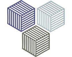 Zone Denmark Pannenonderzetter Hexagon Set – Onderzetters Pannen – Hittebestendig tot 250°C – Vaatwasserbestendig – Siliconen – 16 x 14 x 0,9 cm – Indigo/Fog/Olive Taupe – 3 stuks