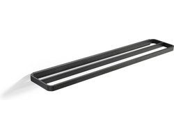 Zone Denmark Rim Handdoekbeugel 70 x 12,5 x 2,5 cm Black - handdoekhouder - robuust gepoedercoat aluminium - badkamer accessoires - handdoekrek