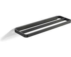 Zone Denmark Rim Handdoekbeugel dubbel 44 x 12,5 x 2,5 cm Black - handdoekhouder - robuust gepoedercoat aluminium - badkamer accessoires - handdoekrek