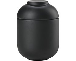Zone Denmark Sensu Badkamer Beker met Deksel - Toilet & Badkamer Accessoires voor Wattenschijfjes, Make-up of Sieraden - 6,5 x 9 cm - Zwart