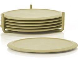 Zone Denmark Singles Onderzetters voor Glazen - Siliconen Onderzetters met Houder - Coasters - Set van 6 - Ø 10 cm - Leek Green (groen)